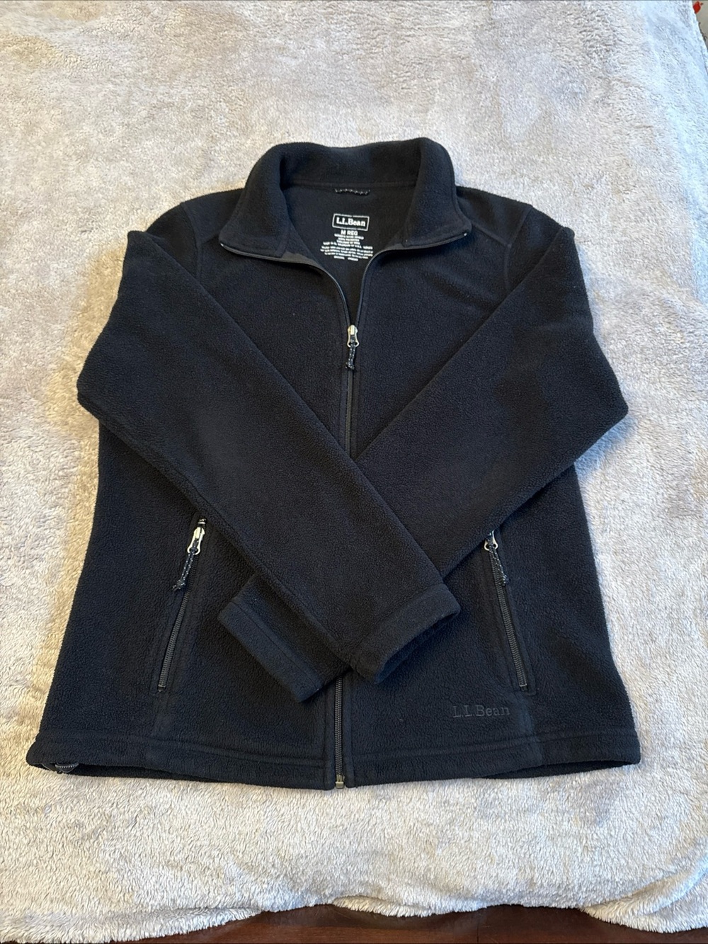 L.L. Bean Black Full-Zip Fleece Jacket, M